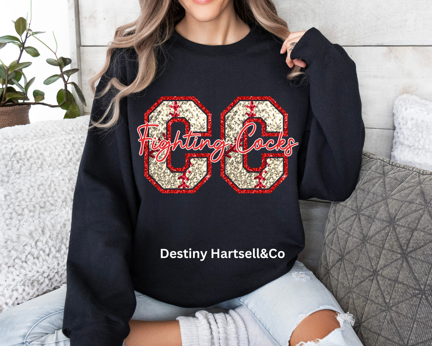 Faux Baseball Initials Sweatshirt